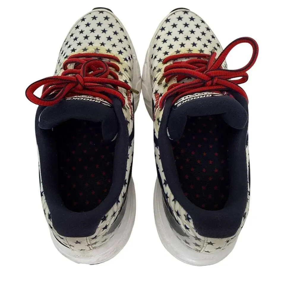 Brooks Launch 3 Running Shoes Womens 8 White Navy Red Excellent Stars Patriotic - Picture 7 of 8